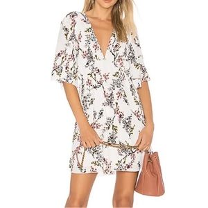 Stone Cold Fox floral print v neck silk dress